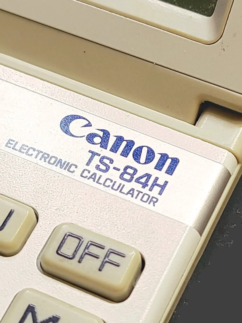 Vintage Canon TS-84H Calculator Tilt Display Solar Powered Beige Tan Gray WORKS